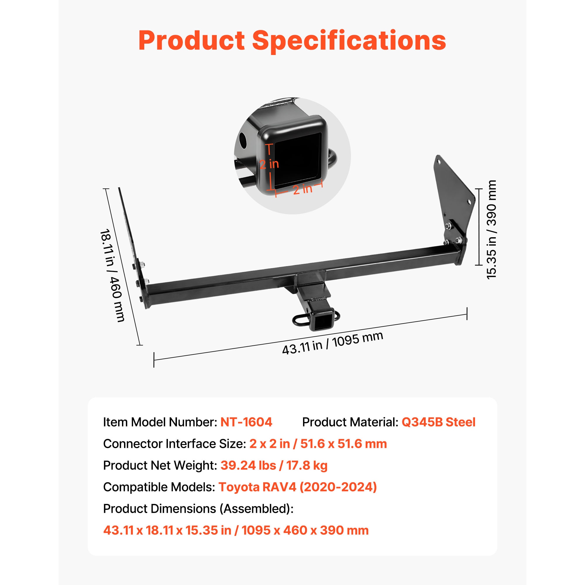 Class 3 Trailer Hitch Receiver For Honda Rav4 Towing_voghion.com